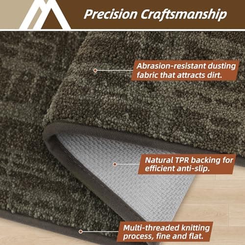 Dirt Trapper Door Mat Non-Slip Washable Entryway Rug,20"x32",Brown - Thumbnail 2