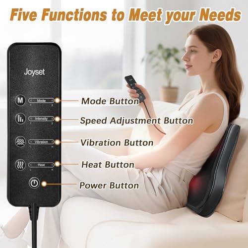 Joyset Back Massager with Heat,Neck Massager for Back Pain Deep Tissue,4D Kneading Shiatsu Lower Back Massage Pillow for Neck Shoulder Legs,Gifts for Mom,Dad,Women,Men - Thumbnail 5