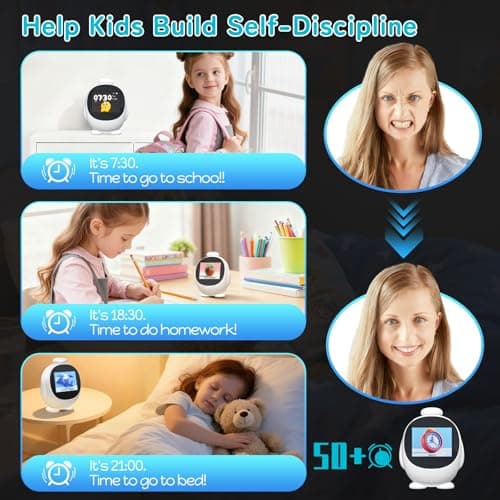 JAHUYU Smart Alarm Clock for Kids with AI Voice & Time Management, Sleep Trainer with 12 White Noise Sounds, Ok to Wake Night Light, Toddler Clock for Bedroom, Fun Educational Children Gift - Thumbnail 6