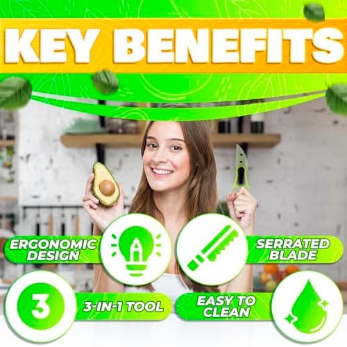 Avocado Slicer Tool 3 in 1 – Food-Grade Plastic Cutter, Peeler & Pit Remover for Easy Slicing, Scooping & Quick Food Prep – Easy to Use Avocado Peeler Tool | Durable Ergonomic Design Kitchen Gadget - Thumbnail 4