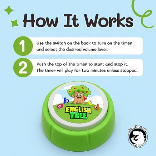 English Tree Toothbrush Timer for Kids – Musical 2 Minute Teeth Brushing Timer with Lights, Educational Toothbrushing Dental Aid for Toddlers with Songs and Adjustable Volume Control. - Thumbnail 4