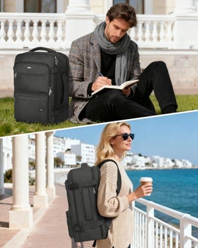WANDF Travel Backpack For Spirit Airlines Personal Item Bag 18x14x8 with Wet Pocket, 17 Inch Laptop Backpack for Men Women（Black） - Thumbnail 2