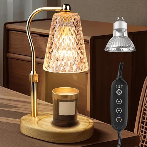 Candle Warmer Lamp with Timer, Adjustable Candle Warmer Lamp with 1 Bulbs,2/4/8-Hour Timing Function,4-Level Dimmable, Adjustable Height