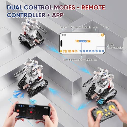 5 in 1 STEM RC Robot Building Kit for Boys, APP & Remote Control Erector Set RC Toys for Kids Blocks 419 Pcs, DIY Build Science Educational Gift for Age 6 7 8 9 10 11 12+ Boys & Girls - Thumbnail 3