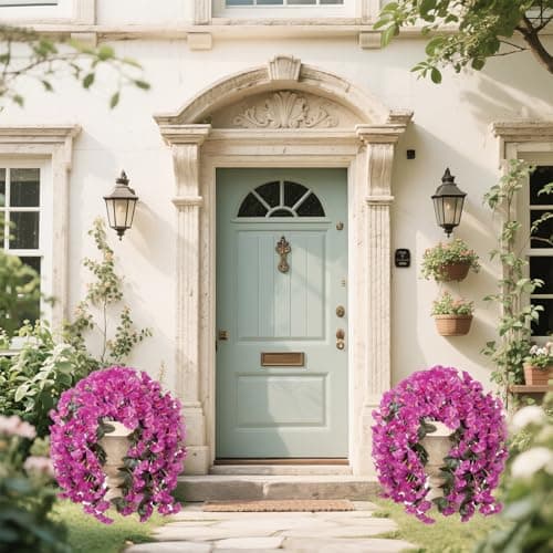 Artificial Flowers for Outdoors Fake Fuchsia Morning Glory Hanging Flower Decoration, 2Pcs Realistic Faux Plants Petunias Long Trailing Vines,Spring Decor for Porch Patio Balcony Planter Yard - Thumbnail 5