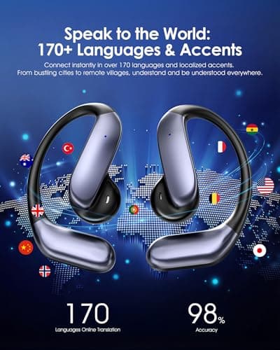 JIJ AI Translation Earbuds: 170 Languages & 0.45s Instant Real-Time Translator, Smart AI Headphones with Meeting Notes & Transcription, Bluetooth 6.0 & ENC, Audífonos Traductores - Thumbnail 5