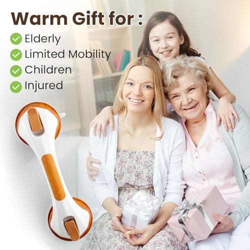 TAILI Shower Grab Bar, 12 Inch Shower Handle for Bathtubs and Elderly, Suction Grab Bars for Seniors Bathroom Safety Handles for Elderly, No Drilling Removable,Wood Grain,G9 - Thumbnail 6