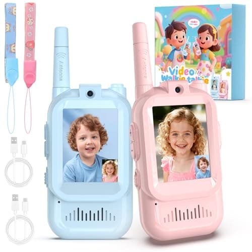 Video Walkie Talkies for Kids, 2 Pack Facetime Walkie Talkies with HD Camera & Voice Changer for Boys Girls for Family Games, Indoor, Outside, Hiking Christmas Birthday Toys Gift Ages 3-12 (Blue+Pink) - Image 1