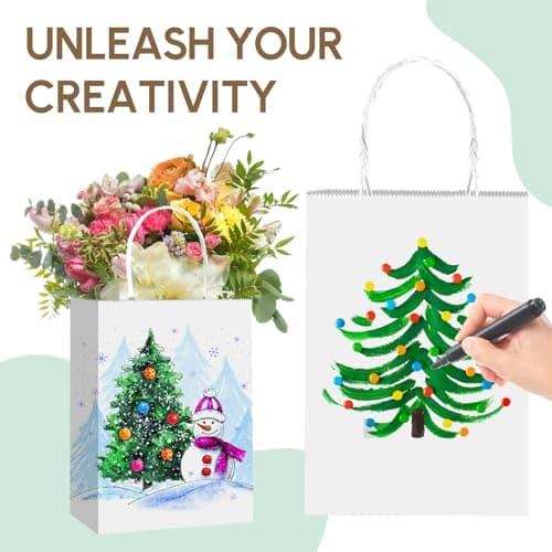 Qioxiou 60 Pack White Gift Bags 5.91x3.15x8.27 Small Kraft Paper Gift Bags with Handles Bulk, White Paper Sacks for Wedding Birthday Party Favor, Retail, Merchandise, Small Grocery, Shopping, Business - Thumbnail 5