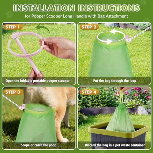 Dog Pooper Scooper, 43" Extendable Pooper Scooper Long Handle with Bag Attachment(120pcs), Portable Poop Scoop for Small Medium Large Dogs, No Touch Avoid Bending Over, Suit for Yard, Park, Wild,City - Thumbnail 5