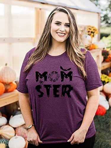 HDLTE Plus Size Hocus Pocus Halloween Shirts for Women Short Sleeve Plus Size Sanderson Sister Shirts Tops Violet - Thumbnail 3