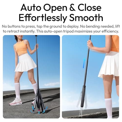 ULANZI Magnetic Phone Tripod-71'' Auto Open Selfie Stick Features Lift to Fold, Extendable Selfie Stick w Remote Cell Phone Tripod Stand for Live Recording Vlog for iPhone 17 16 15 14 Series Black - Thumbnail 2