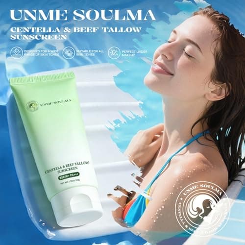 Centella Sunscreen SPF 50 | with Beef Tallow & Zinc Oxide Sun Protection, Skin Care & Moisturizing 3 in 1, Mineral Sunscreen for Face & Body, Non-Comedogenic, Vacation Travel Size (1.76oz / 50g) - Thumbnail 5