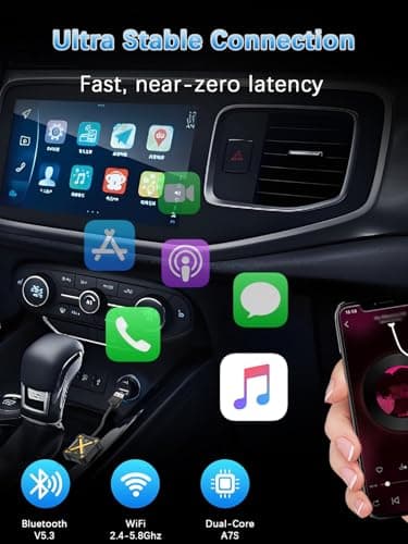 Velontork Wireless CarPlay Adapter for Apple iPhone - Bluetooth 5.3 Plug & Play, No Latency, Auto Reconnect, Compatible with 2016+ Factory Wired CarPlay Cars & iOS10+ - Thumbnail 4