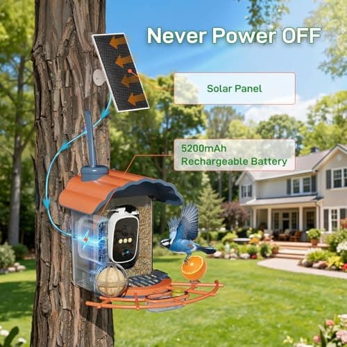 Centvicam Smart Bird Feeder with 2K Camera: Wireless Wild Bird Feeder for Outside with AI Identify Birds Species Solar Powered,HD Video Live Stream, Instant Arrival Alerts - Blue - Thumbnail 5