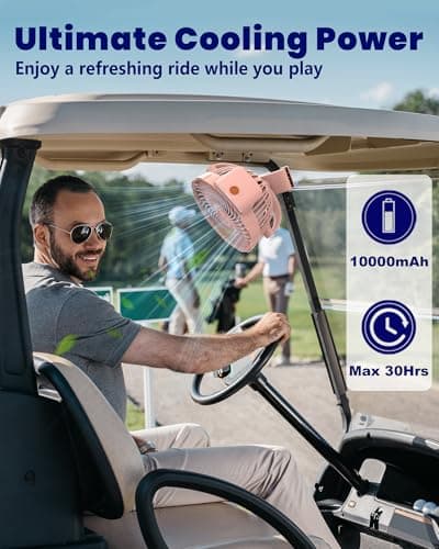 Tenvolti 10000mAh Clip on Fan, 8-Inch Golf Cart Fan Rechargeable with LED Light, 9 Speeds Strong Airflow, Ultra Quiet, 30Hrs Runtime, 360° Rotation, Cooling for Bed Camping Office Desk Dorm, Pink - Thumbnail 2