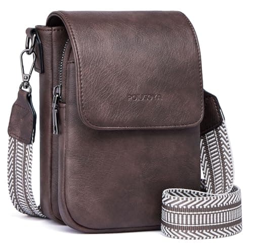 POIUGOYA Small Crossbody Bags for Women Trendy,Leather Triple Compartment Cell Phone Crossbody Wallet Purses with Card Slots - Image 1