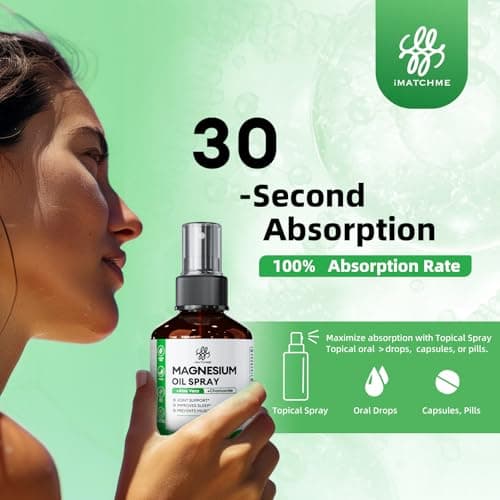 2 Pack Magnesium Oil Spray - Magnesium Spray for Feet & Body, Leg Cramps, Joint Health & Sleep Support, Nourish Skin - Topical and Natural Oil, 4oz - Thumbnail 6