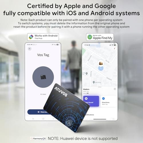 ATUVOS Air-Tag Wallet Tracker Card Ultra Slim 1.6mm for Android & iOS, Dual System Rechargeable Item Locator Works with Google Find Hub or Apple Find My APP for Luggage, Suitcase, Passport, 2 Pack - Thumbnail 5