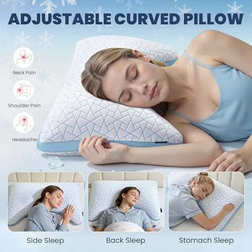A-Pce Cooling Shredded Memory Foam Neck Support Pillow, King Size Set of 2 - Thumbnail 2