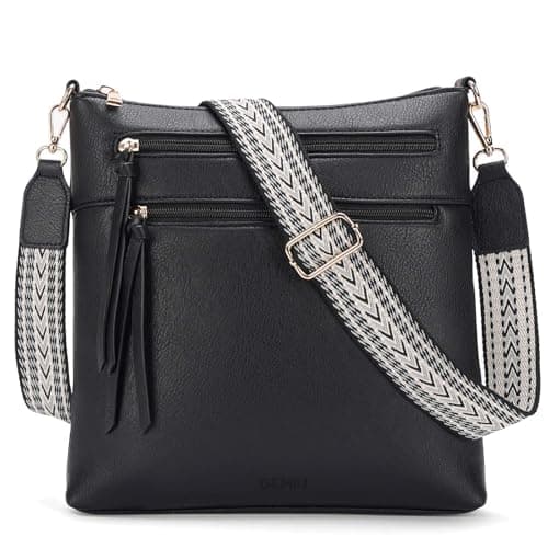 GEMIU Crossbody Purses for Women Multi Pocket Crossbody Bags for Women Medium Crossbody Bag Large Strap Black - Image 1