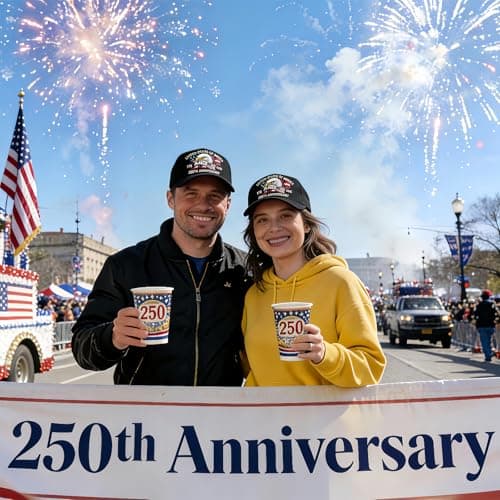 Bokauo 250 Anniversary USA Hat for Men Women,Printed Adjustable Baseball Cap,250th Years Gift Merchandise for Husband,Veteran (Black) - Thumbnail 5