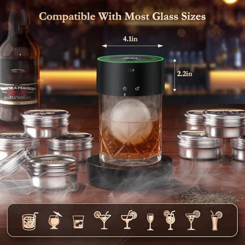 AMZSEAT Electric Whiskey Smoker Kit-Rechargeable Cocktail Smoker Set with 6 Wood Chips-Unique Bourbon Ideal Christmas, Birthday, Valentine's Day Gift,Gifts for Men, Dad, Husband - Thumbnail 4