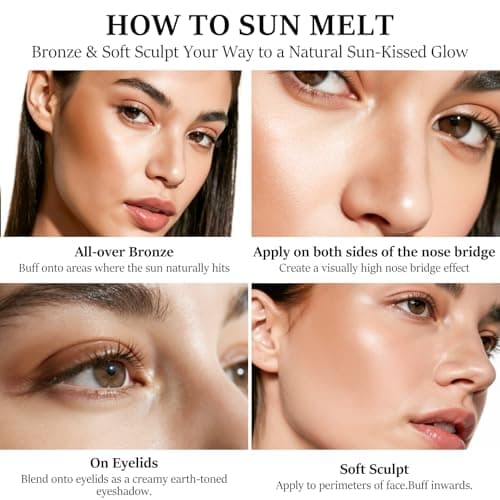 HECI BEAUTY Cream Bronzer with Brush, Creamy & Highly Pigmented Formula, Blendable Cream Contour Makeup with a Natural, Matte Finish - Buildable Formula for Shimmer-Free, Medium, 0.7 Oz - Thumbnail 5