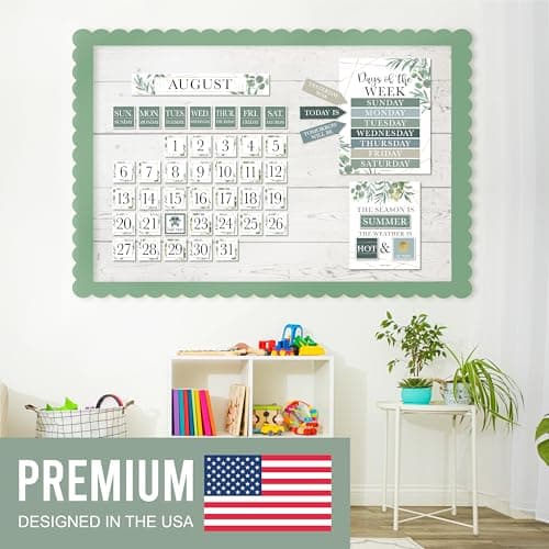 Hadley Designs Classroom Calendar Set Bulletin Board Decorations - Greenery School Calendar for Classroom Decor, Kindergarten Preschool Elementary Teacher Must Haves, Homeschool & Daycare Essentials - Thumbnail 2