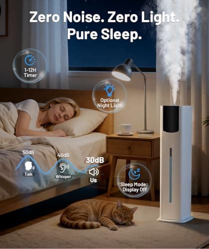 AreShark 2.4 Gal/9L Humidifier for Bedroom, Large Room 500ft², Cool Mist Air Humidifiers with 75H Runtime, Humidity Setting, Easy to Clean, Top Fill, 30dB Quiet, for Plants, Adults, Nursery, Kids - Thumbnail 4
