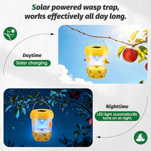 YOOYHHOME Wasp Traps Outdoor Hanging, Solar Wasp Trap for Hunting Wasps, Bees, Hornets, Insects, Carpenter Bee Traps for Outside, Reusable Wasp Traps, Bee Killer and Wasp Catcher for Outside 4 Pack - Thumbnail 4