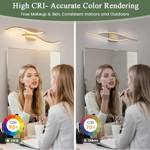 Vloitgol Bathroom Vanity Light Fixture, 26W 5CCT Dimmable Modern Led Bathroom Light Fixtures Over Mirror, Gold LED Vanity Lighting Bar for Bathrooms (Gold, 24inch) - Thumbnail 5