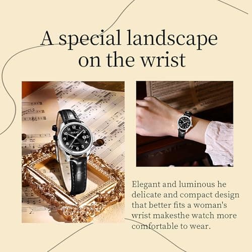 Taxau Ladies Watches for Small Wrist Leather Watch Women Dress Watch Black Dial Waterproof Watch for Female Elderly Large Number Easy Read Hand Watch with Date Reloj De Mujer - Thumbnail 3