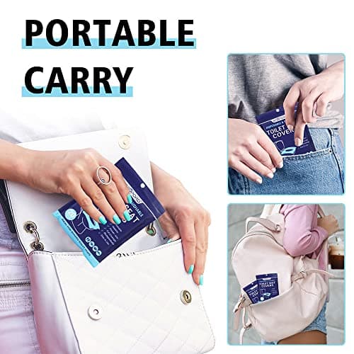 SFOPORD XL 100PCS Toilet Seat Covers Disposable - Flushable Paper Toilet Seat Cover is Travel Accessories, Travel Essentials for Public Restrooms, Airplane, Campin - Thumbnail 3