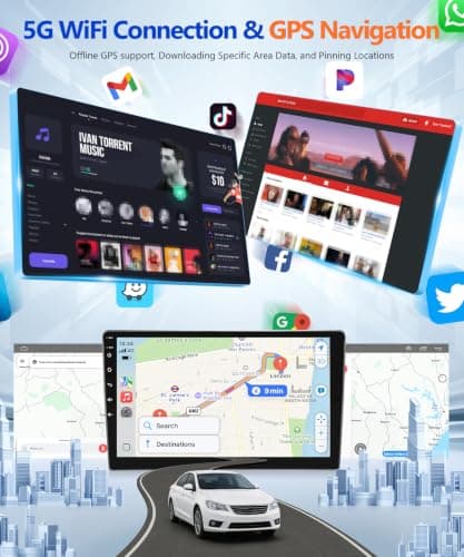 Wadpon 8Core 4G+64G Android 13 Radio for Nissan Sentra 2013-2019 Wireless Carplay Android Auto, 10.2" IPS Touch Screen for Sentra Stereo GPS 5G WiFi FM RDS EQ RDS Mirrorlink SWC - Thumbnail 5