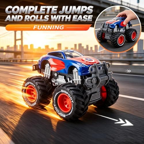 Iridety Movie Superhero 1:64 Scale Monster Trucks Toy Trucks,Metal Body,Giant Wheels, Favorite Characters and Cool Designs, Age 3, 4-8 and Above（Hulk） - Thumbnail 2