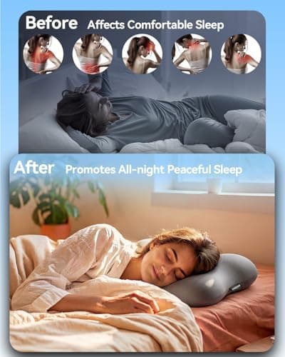 COMFYPIL Cervical Pillow for Neck Pain Relief, Ergonomic Contour Memory Foam Pillow for Side Back Stomach Sleepers, Deep Sleep Pillow for Cloud-Soft Shoulder Support with Cooling Pillowcase, Grey - Thumbnail 6