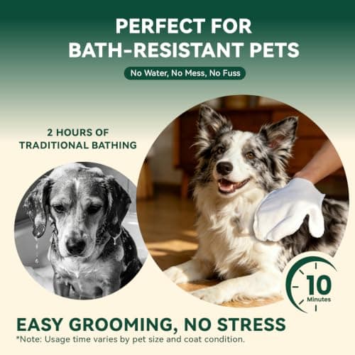 OzBreeze ECO PET Glove Wipes for Dogs & Cats, Hypoallergenic Unscented Cleaning & Deodorizing Bath Wipes, Coconut Oil Nourishing Fur Pet Grooming Gloves, 20pcs - Thumbnail 3