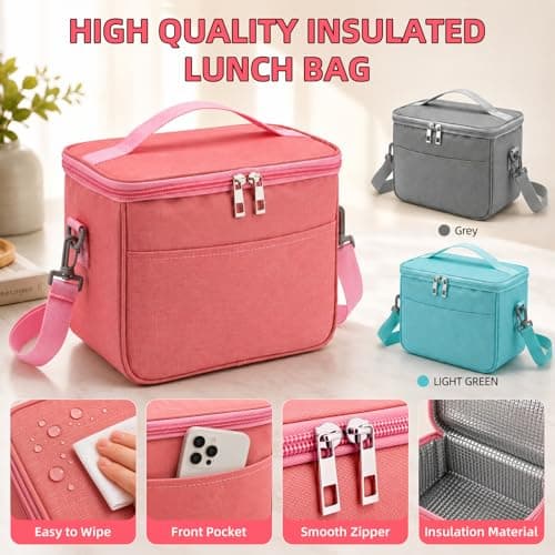 Bento Box Adult Lunch Box - 2130ml Lunch Box for Women with Insulated Lunch Bag, Utensils & Sauce Container, Leak Proof Bento Box for Girls, Reusable Plastic Lunch Container for Work, Meal Prep, Pink - Thumbnail 5