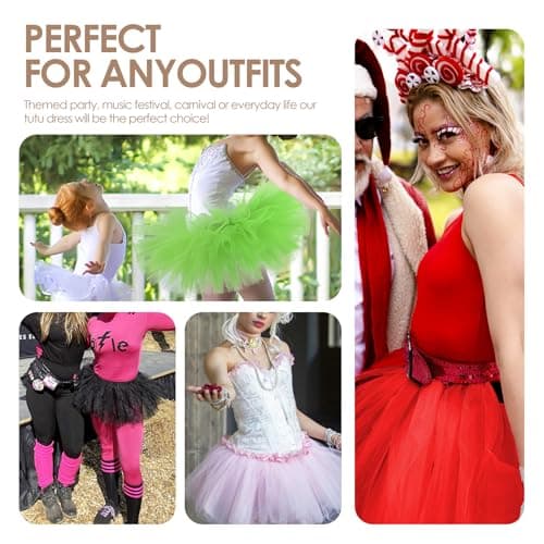 Women 5 Layers Tutu Fluffy Dance Ballet Bubble Skirt Puffy Elastic Tulle Short Skirts Halloween Christmas Costume Dark Blue - Thumbnail 5