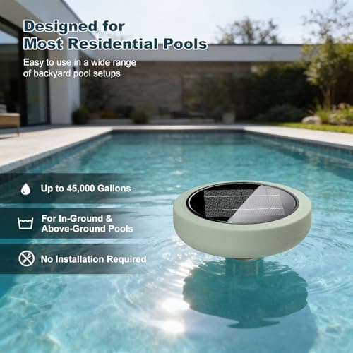 Solar Pool Ionizer for Above Ground, Floating Copper Pool Cleaner Purifier Cuts Chlorine by 85% Works for Pools Up to 45,000 Gal, Swimming Pools Water Cleaner for in-ground Pools and spas (Green) - Thumbnail 6