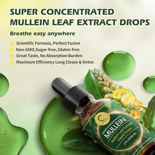 GPGP GreenPeople Mullein Leaf Drops with Elderberry - Max Strength Lung Cleanse and Detox for Smokers, Mucus Relief & Respiratory Support - Liquid Tincture, Alcohol-Free, 2 FL OZ - Thumbnail 6
