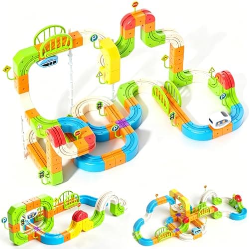 Electric Train Set for Kids, 3D Gravity-Defying Flexible Race Track Building Toy, DIY Rail Cube Track Kit, STEM Motorized Trains Race Tracks Toys Gift for Boys Girls Ages 3+ - Image 1