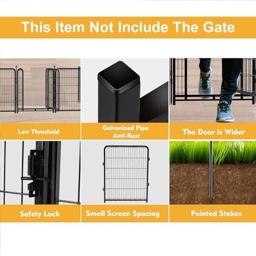 Getlay Doorless Dog Playpen 56inch 10 Panels, Dog Fence Outdoor for Yard, Garden Fence for Medium/Large Pets. Black Dog Pens Total22.1 Ft(L) - Thumbnail 3