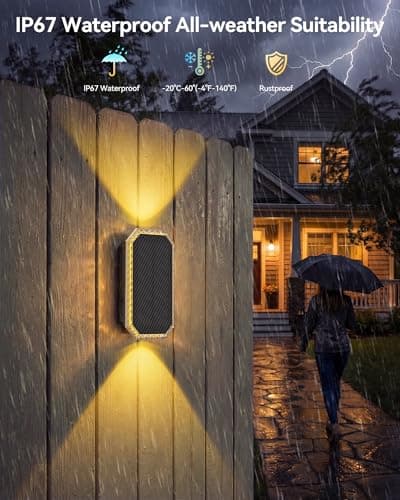 TECKNET Solar Fence Lights Outdoor, Up & Down Lighting, RGB, IP67, 8 Pack - Thumbnail 3