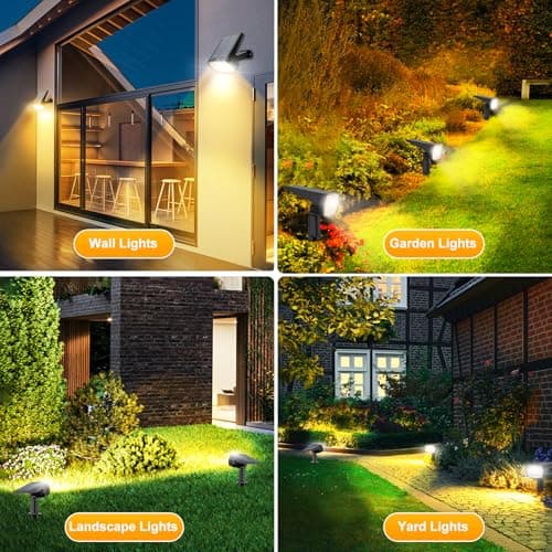 Fabrito Solar Spot Lights Outdoor Waterproof, 72 LEDs Landscape Spotlights with 3 Lighting Modes, 2-In-1 Dusk to Dawn Solar Flood Wall Lights for Garden/Yard/Tree/Pathway/Outside (Warm White) -10 Pack - Thumbnail 5
