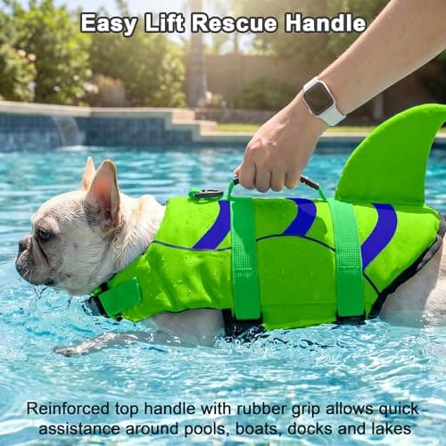 Fragralley Shark Fin Dog Life Jacket, High Buoyancy with Tear-Resistant Nylon of Dog Swim Vest, Pet Life Preserver for Small Medium Large Dogs, Puppy Float Vest for Swimming and Boating - Thumbnail 4