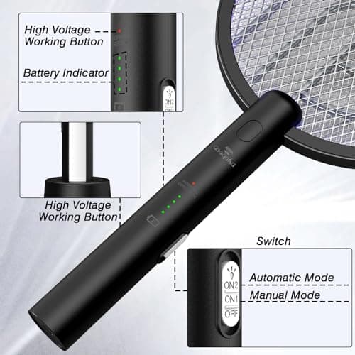 Gooqand Bug Zapper Racket, 2 Mode Fly Swatter USB Rechargeable, 4000V Electric Fly Zapper with 3 Layer Safety Mesh，Electric Racket for Kitchen, Home, Garden and Outdoors - Thumbnail 4