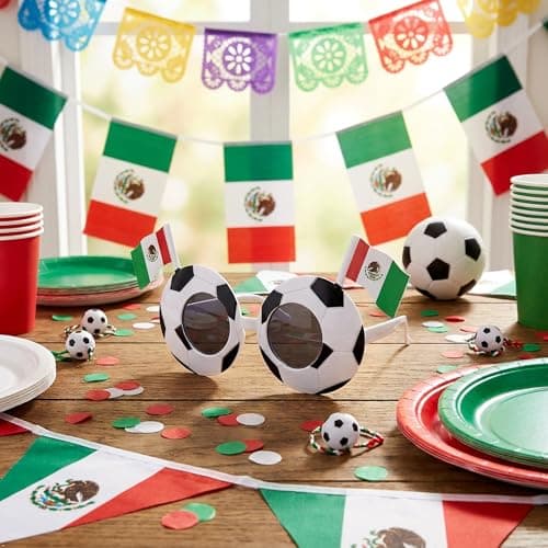 Soccer Sunglasses Soccer Party Favors,Sports Theme Party Decorations,Birthday,2026 International Sports Game Photo Booth Props Novelty Sunglasses with Mexico Flag, Funny Sports Fan Eyewear, 2 Pack - Thumbnail 3
