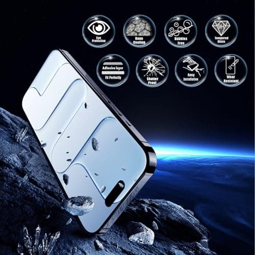 JESOHO Screen Protector for iPhone Air(6.5 inches) Blue Light Blocking, Anti-Reflective Shatterproof HD Tempered Glass with Easy Installation Tray,Touch Sensitive,9H,2 Pack - Thumbnail 5